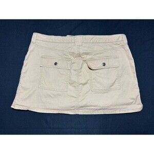 Y2K Abercrombie & Fitch Cargo Mini Micro Skirt Medium Beige Cream Indie EUC